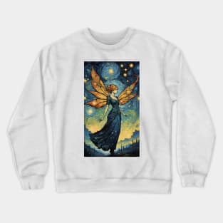 Starry Night Dreams: Van Gogh's Fairy Fantasy Crewneck Sweatshirt